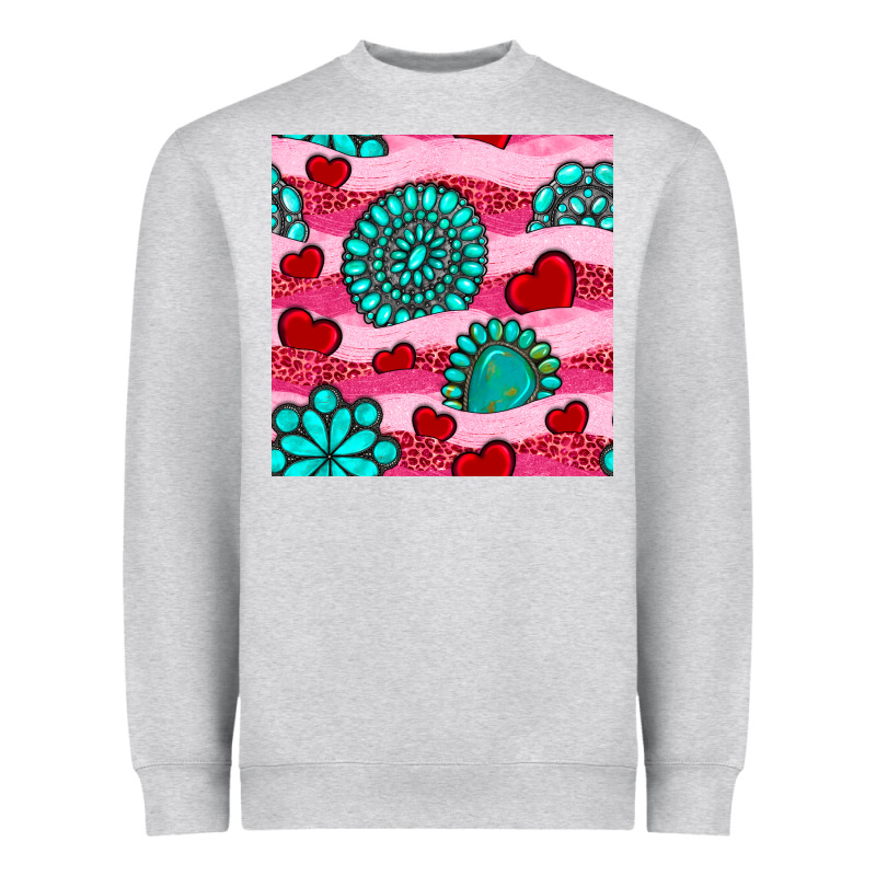 Valentines Day Turquoise Gemstone  And Hearts Heavyweight Sweatshirt by BundleAndBundleShop | Teevron