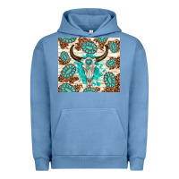 Pigment Pebble Blue gemstone bull skull leopard Urban Hoodie - TumblerDesignByShophia