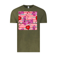Vintage Olive valentines day heart and love balloons seamless pattern Vintage Tee - BundleAndBundleShop