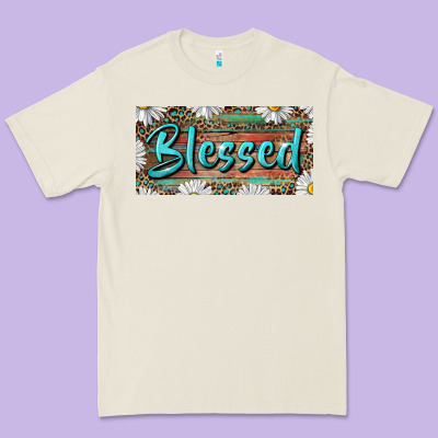 Premium Tee Blessed With Daisy And Leopard
