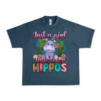 Midnight Navy just a girl who loves hippos Urban Heavy Tee - Artiststas