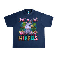 Navy just a girl who loves hippos Urban Heavy Tee - Artiststas