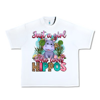 White just a girl who loves hippos Urban Heavy Tee - Artiststas