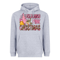 Heather Grey Dreaming Of A Pink Christmas Heavyweight Hoodie - BundleAndBundleShop