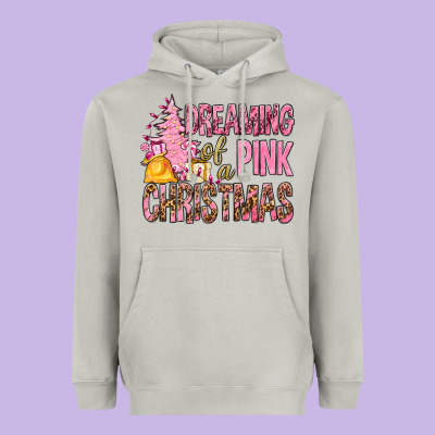 Dreaming Of A Pink Christmas Heavyweight Hoodie Designed By Bundleandbundleshop