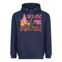 Navy Dreaming Of A Pink Christmas Heavyweight Hoodie - BundleAndBundleShop