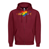 Burgundy love is love lgbtq Zipper Hoodie - MaliasSmallBusiness