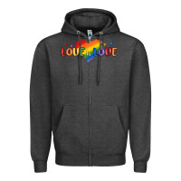 Charcoal Heather love is love lgbtq Zipper Hoodie - MaliasSmallBusiness
