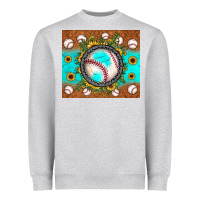 Heather Grey baseball turquoise sunflower Heavyweight Sweatshirt - JahusDesignShop