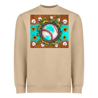 Baseball Turquoise Sunflower Heavyweight Sweatshirt | Teevron