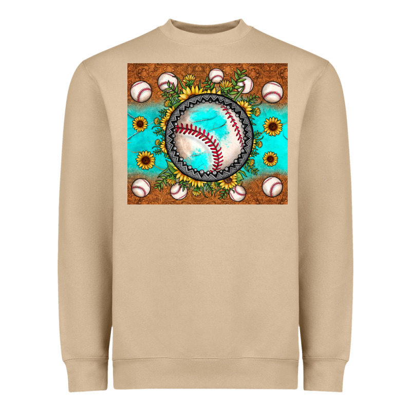 Baseball Turquoise Sunflower Heavyweight Sweatshirt by JahusDesignShop | Teevron