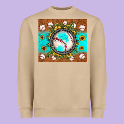 Baseball Turquoise Sunflower Heavyweight Sweatshirt Designed By Jahusdesignshop
