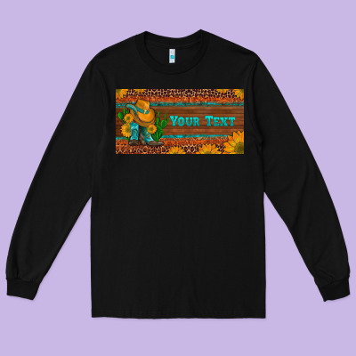 Preview Custom Cowboy Boots Sunflowers And Cactus License Plate Long Sleeve Tee Designed By Artiststas