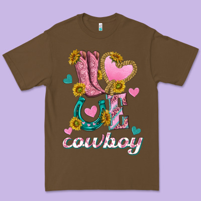 Love Western Cowboy Premium Tee Designed By Texasbilliewilder