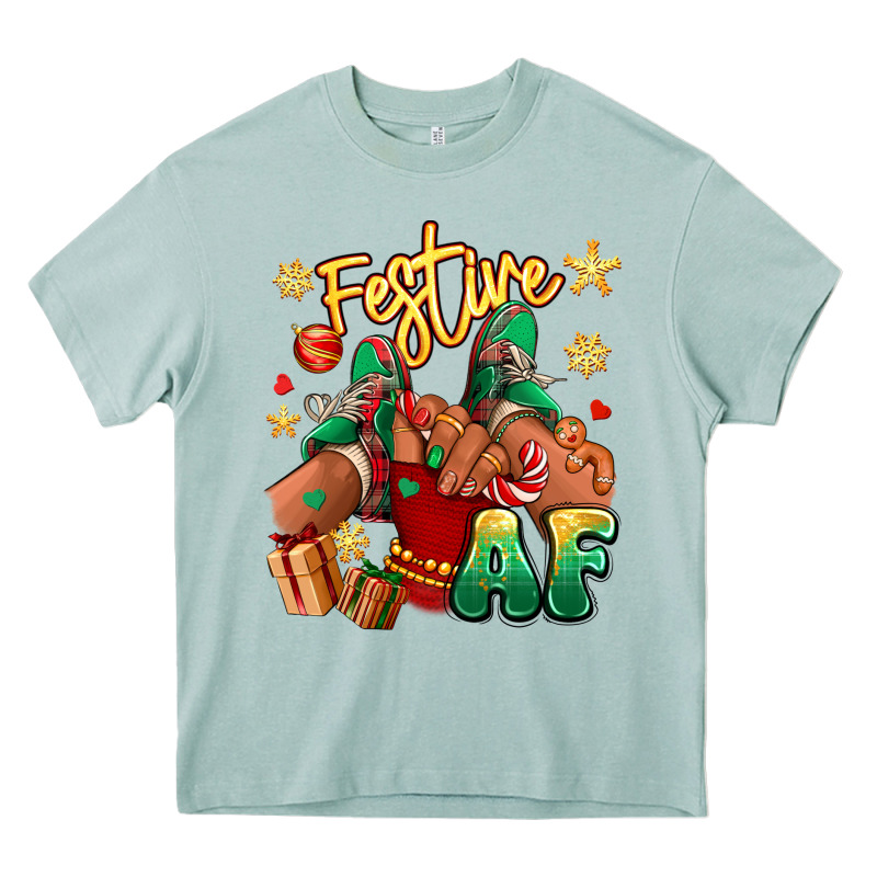 Festive Af Christmas Black Girl Children Sneakers Heavy Core Tee by RanaPortraitStore | Teevron