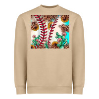 Baseball Leopard Turquoise Cactus Sunflower Heavyweight Sweatshirt | Teevron