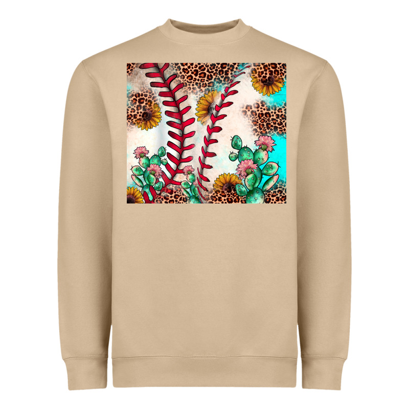 Baseball Leopard Turquoise Cactus Sunflower Heavyweight Sweatshirt by JahusDesignShop | Teevron