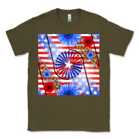 Army Green patriotic usa flag and sunflower Classic Tee - BundleAndBundleShop