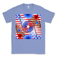 Colony Blue patriotic usa flag and sunflower Classic Tee - BundleAndBundleShop