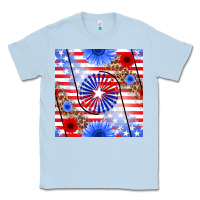 Dusty Blue patriotic usa flag and sunflower Classic Tee - BundleAndBundleShop