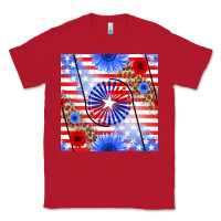 Red patriotic usa flag and sunflower Classic Tee - BundleAndBundleShop