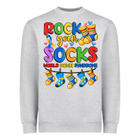 Heather Grey rock your  world down syndrome Heavyweight Sweatshirt - Artiststas