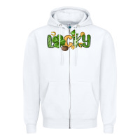 White lucky st patrick s day Zipper Hoodie - MaliasSmallBusiness