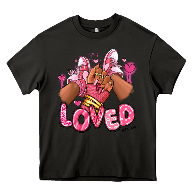 Loved Valentine's Day Afro Girl Sneakers Heavy Core Tee by RanaPortraitStore | Teevron
