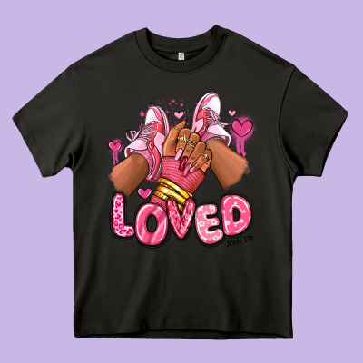 Heavy Core Tee loved valentine's day afro girl sneakers