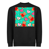 Black valentines day teddy bears and cookies seamless pattern Heavyweight Sweatshirt - BundleAndBundleShop