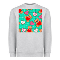 Heather Grey valentines day teddy bears and cookies seamless pattern Heavyweight Sweatshirt - BundleAndBundleShop