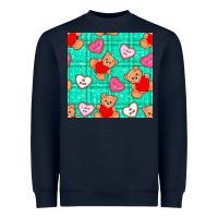Navy valentines day teddy bears and cookies seamless pattern Heavyweight Sweatshirt - BundleAndBundleShop