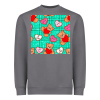 Valentines Day Teddy Bears And Cookies Seamless Pattern Heavyweight Sweatshirt | Teevron