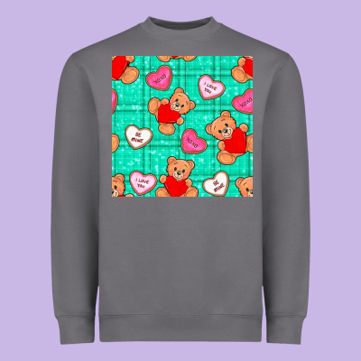 Valentines Day Teddy Bears And Cookies Seamless Pattern Heavyweight Sweatshirt Designed By Bundleandbundleshop