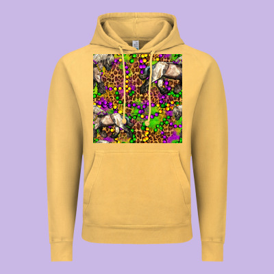 Mardi Gras Leopard Horse Seamless Pattern Vintage Hoodie Designed By Fadigitalartstudio