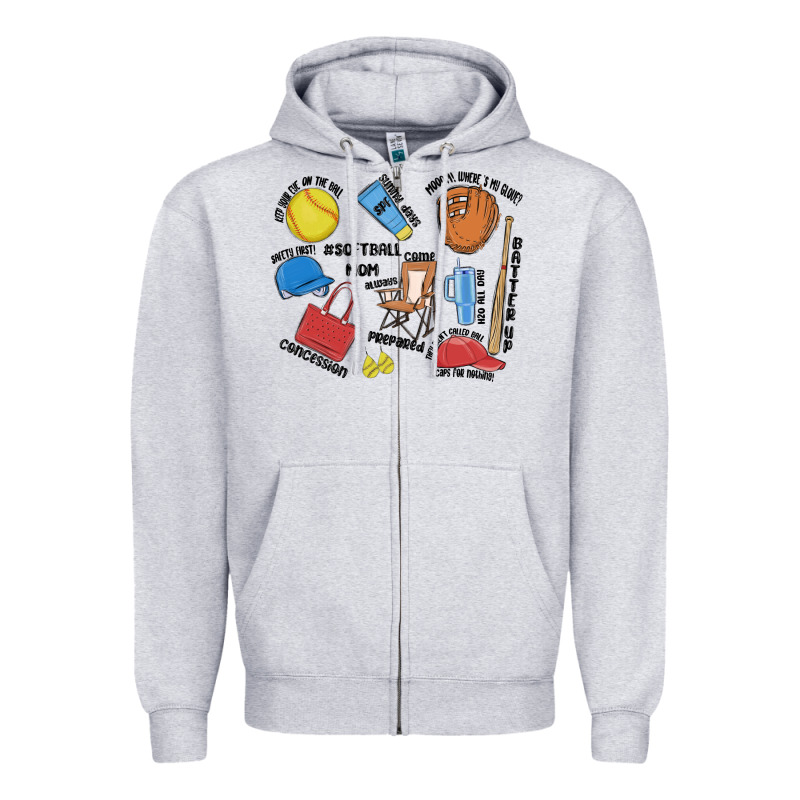 Softball Mom Zipper Hoodie by MaliasSmallBusiness | Teevron