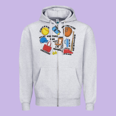 Softball Mom Zipper Hoodie Designed By Maliassmallbusiness