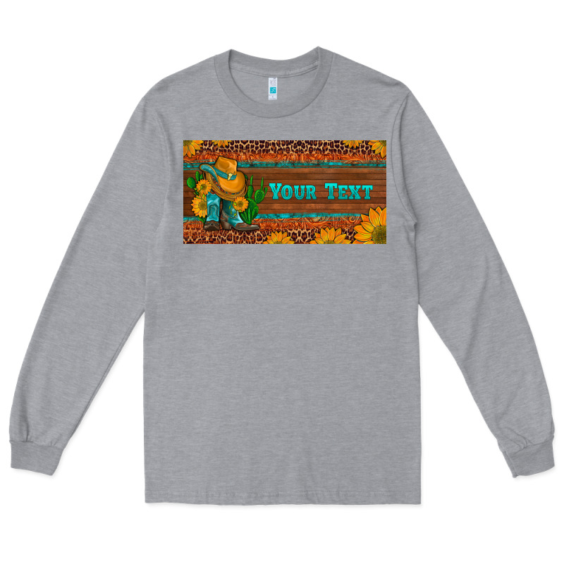 (preview)custom Cowboy Boots Sunflowers And Cactus License Plate Long Sleeve Tee by Artiststas | Teevron
