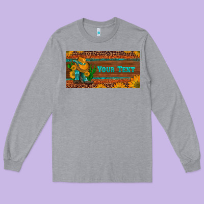 (preview)custom Cowboy Boots Sunflowers And Cactus License Plate Long Sleeve Tee Designed By Artiststas