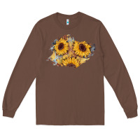 Chestnut sunflower glitter leather patch Long Sleeve Tee - AdoDesignShop