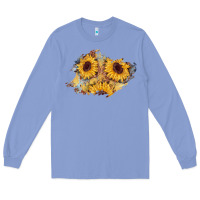 Colony Blue sunflower glitter leather patch Long Sleeve Tee - AdoDesignShop