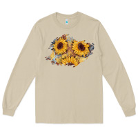 Mushroom sunflower glitter leather patch Long Sleeve Tee - AdoDesignShop