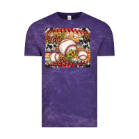 Cloud Purple baseball leopard cowhide sunflower Vintage Tee - JahusDesignShop