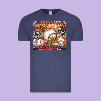 Baseball Leopard Cowhide Sunflower Vintage Tee Designed By Jahusdesignshop
