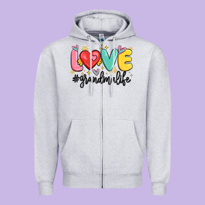 Love Grandma Life Zipper Hoodie Designed By Maliassmallbusiness