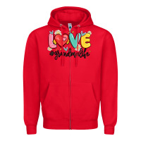 Red love grandma life Zipper Hoodie - MaliasSmallBusiness