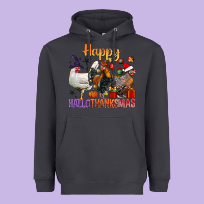 Happy Hallothanksmas Chick Heavyweight Hoodie Designed By Bundleandbundleshop