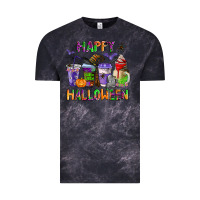 Cloud Black happy halloween coffee cups Vintage Tee - AdoDesignShop