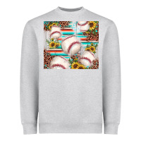 Heather Grey baseball leopard sunflower Heavyweight Sweatshirt - JahusDesignShop
