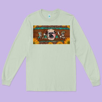 Western Heifer Mom With Sunflowers And Turquoise License Plate Long Sleeve Tee Designed By Artiststas